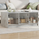 Vidaxl salontafel met glazen deuren 102x50x42 cm betongrijs