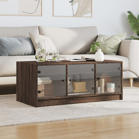 Vidaxl salontafel met glazen deuren 102x50x42 cm bruin eikenkleur