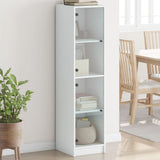 Vidaxl hoge kast met glazen deuren 35x37x142 cm wit