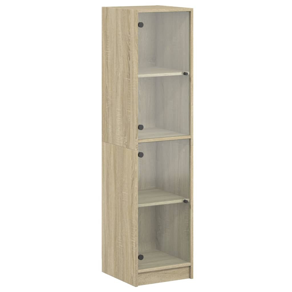 Vidaxl hoge kast met glazen deuren 35x37x142 cm sonoma eikenkleurig