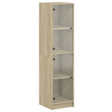 Vidaxl hoge kast met glazen deuren 35x37x142 cm sonoma eikenkleurig