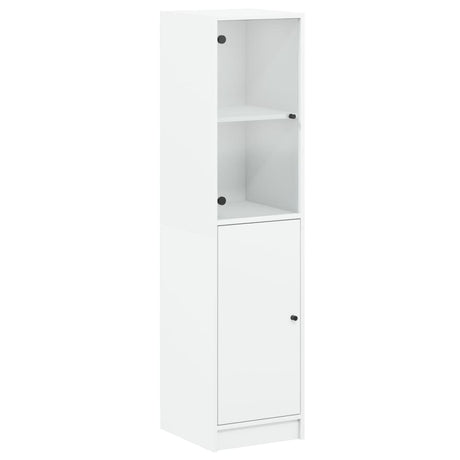 Vidaxl hoge kast met glazen deur 35x37x142 cm wit