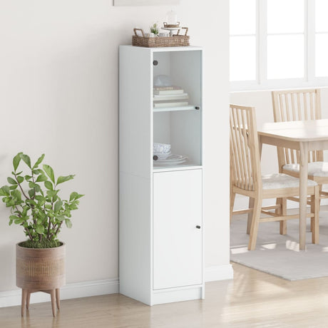 Vidaxl hoge kast met glazen deur 35x37x142 cm wit