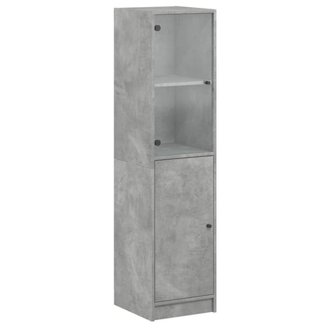 Vidaxl hoge kast met glazen deur 35x37x142 cm betongrijs