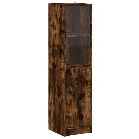 Vidaxl hoge kast met glazen deur 35x37x142 cm gerookt eikenkleurig
