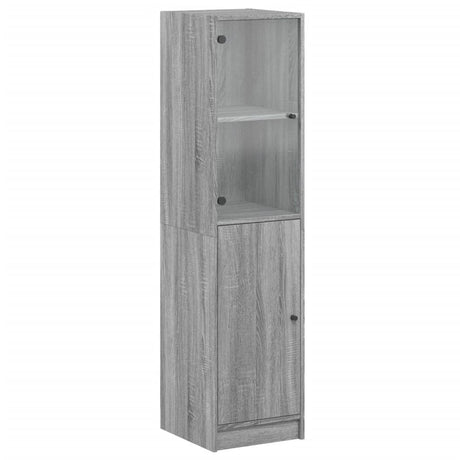 Vidaxl hoge kast met glazen deur 35x37x142 cm grijs sonoma eikenkleur