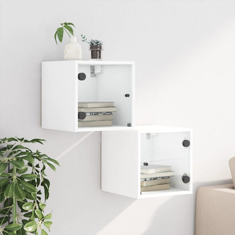 Vidaxl nachtkastjes met glazen deuren 2 st 35x37x35 cm wit