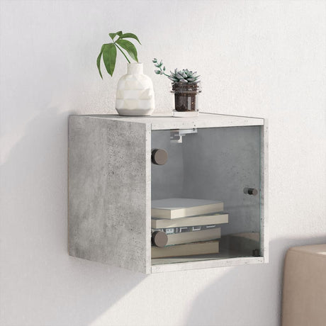 Vidaxl nachtkastje met glazen deur 35x37x35 cm betongrijs