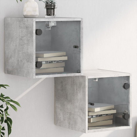 Vidaxl nachtkastjes met glazen deuren 2 st 35x37x35 cm betongrijs