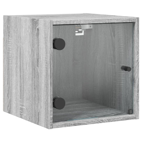 Vidaxl nachtkastje met glazen deur 35x37x35 cm grijs sonoma eikenkleur