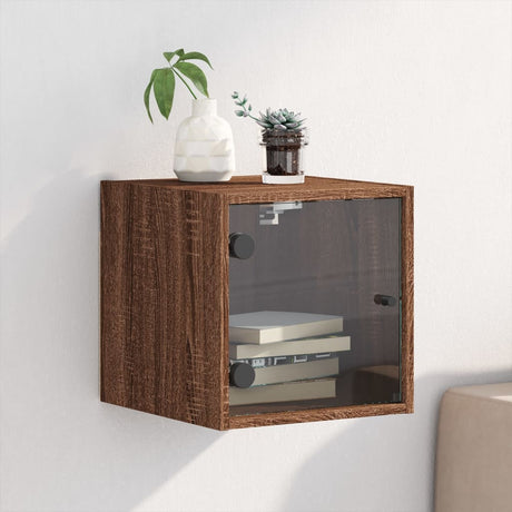 Vidaxl nachtkastje met glazen deur 35x37x35 cm bruin eikenkleur