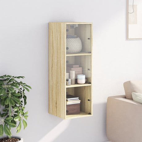 Vidaxl wandkast met glazen deuren 35x37x100 cm sonoma eikenkleurig