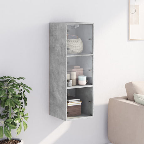 Vidaxl wandkast met glazen deuren 35x37x100 cm betongrijs