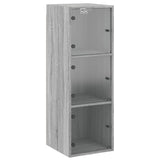 Vidaxl wandkast met glazen deuren 35x37x100 cm grijs sonoma eiken