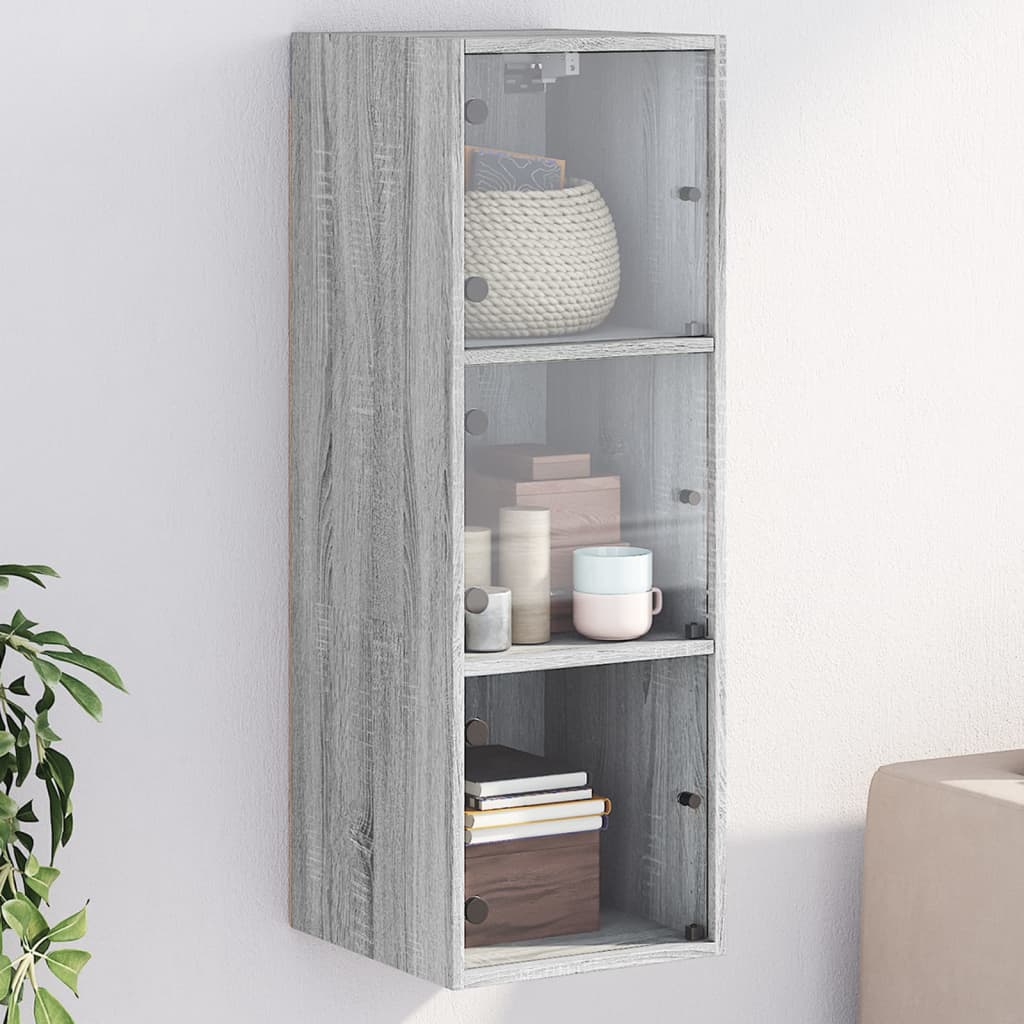 Vidaxl wandkast met glazen deuren 35x37x100 cm grijs sonoma eiken