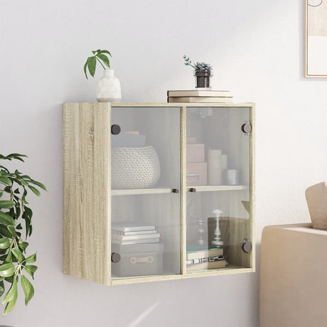Vidaxl wandkast met glazen deuren 68x37x68,5 cm sonoma eikenkleurig