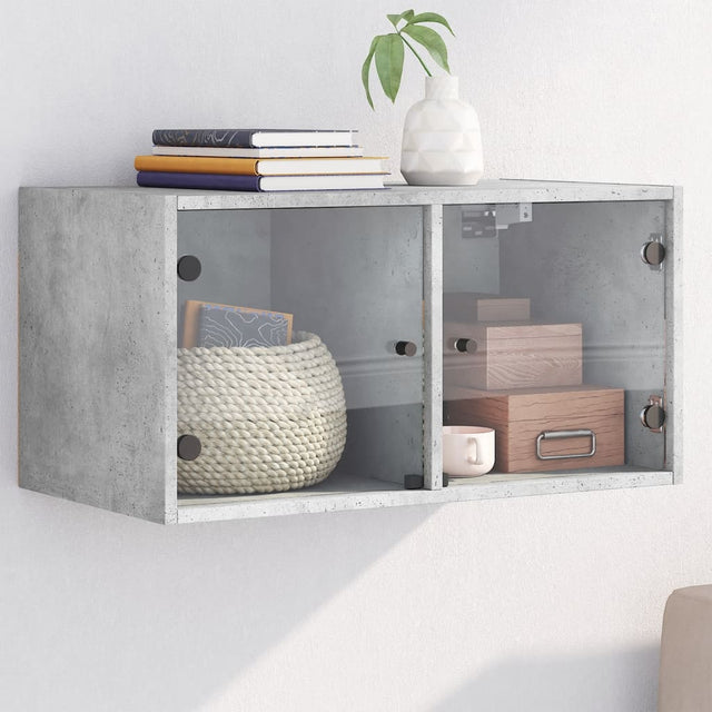 Vidaxl wandkast met glazen deuren 68,5x37x35 cm betongrijs