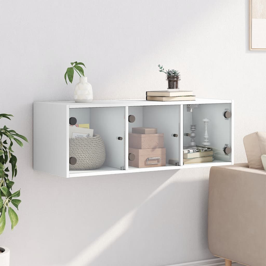 Vidaxl wandkast met glazen deuren 102x37x35 cm wit