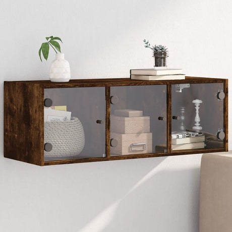 Vidaxl wandkast met glazen deuren 102x37x35 cm gerookt eikenkleurig