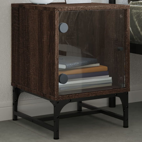 Vidaxl nachtkastjes met glazen deuren 2 st 35x37x50 cm bruineikenkleur