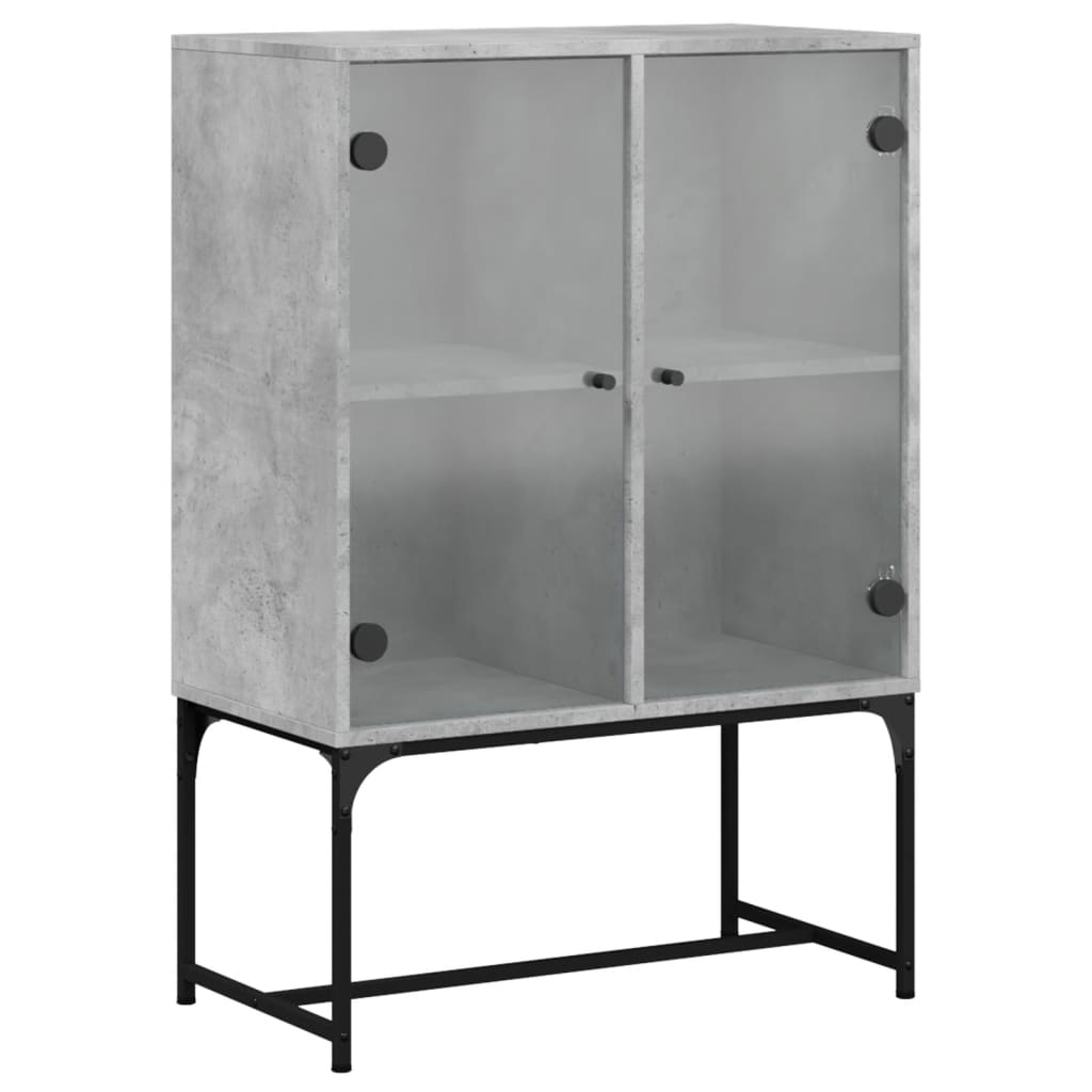 Vidaxl bijzetkast met glazen deuren 69x37x100 cm betongrijs