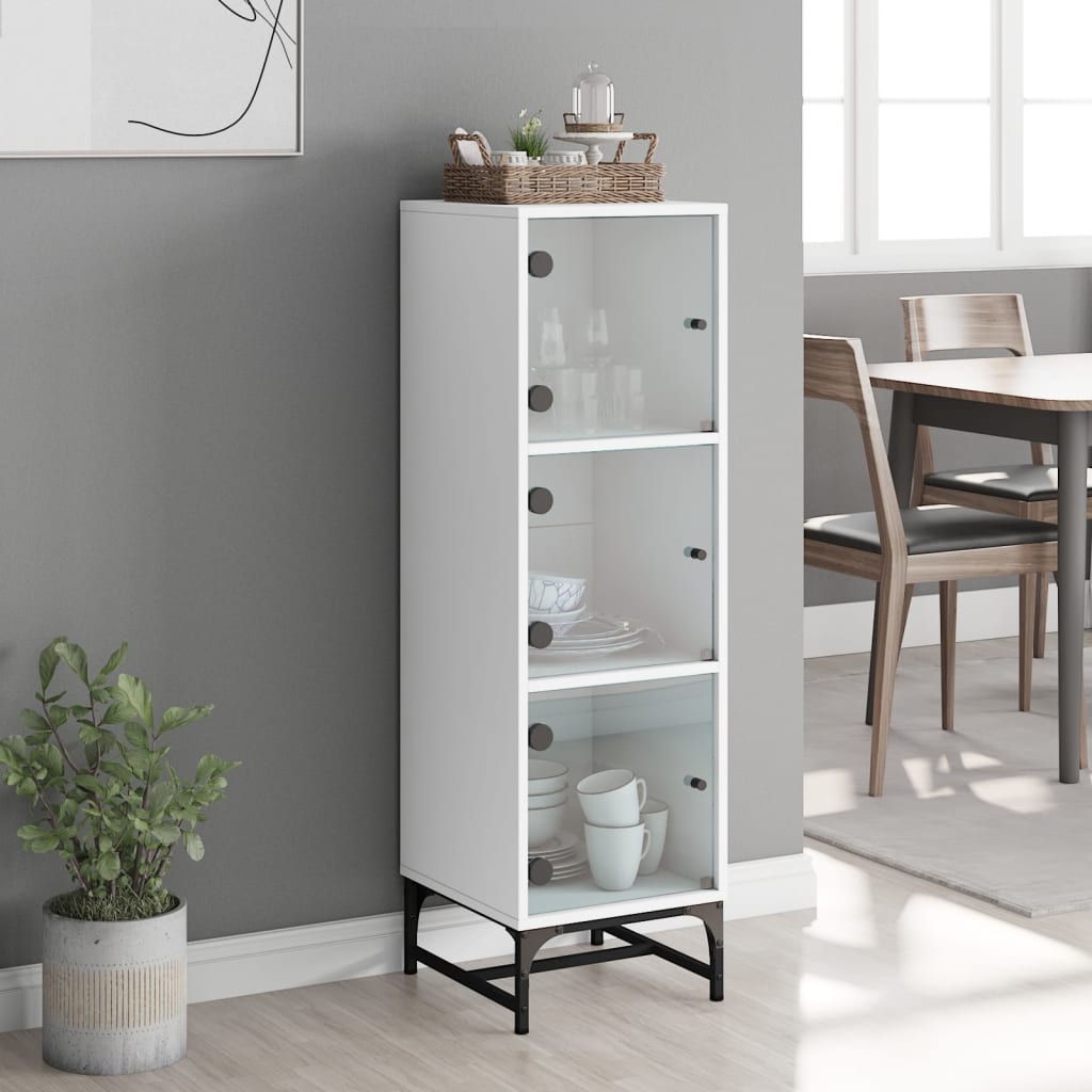 Vidaxl hoge kast met glazen deuren 35x37x120 cm wit