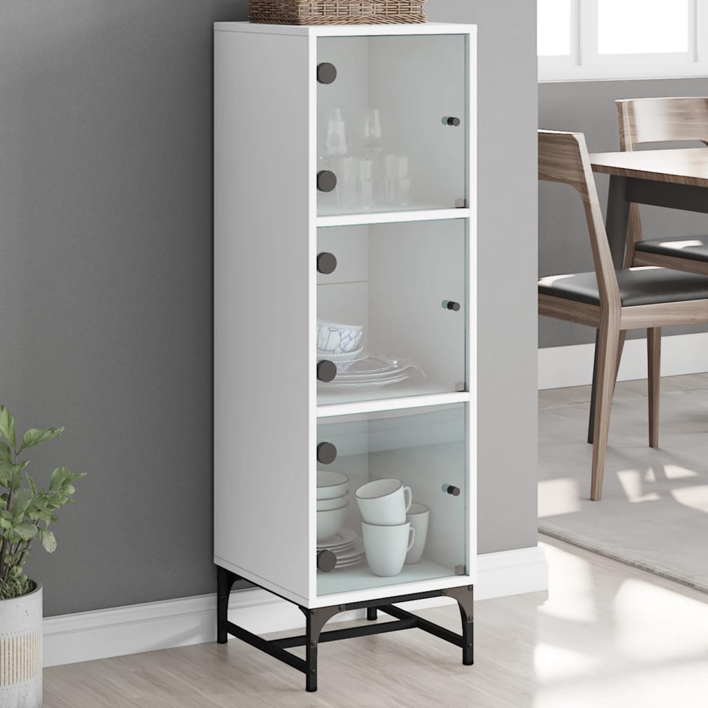 Vidaxl hoge kast met glazen deuren 35x37x120 cm wit