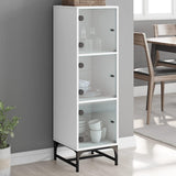 Vidaxl hoge kast met glazen deuren 35x37x120 cm wit