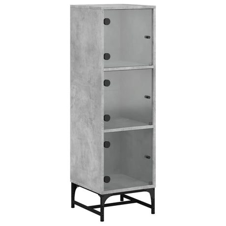 Vidaxl hoge kast met glazen deuren 35x37x120 cm betongrijs