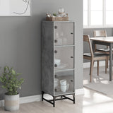 Vidaxl hoge kast met glazen deuren 35x37x120 cm betongrijs