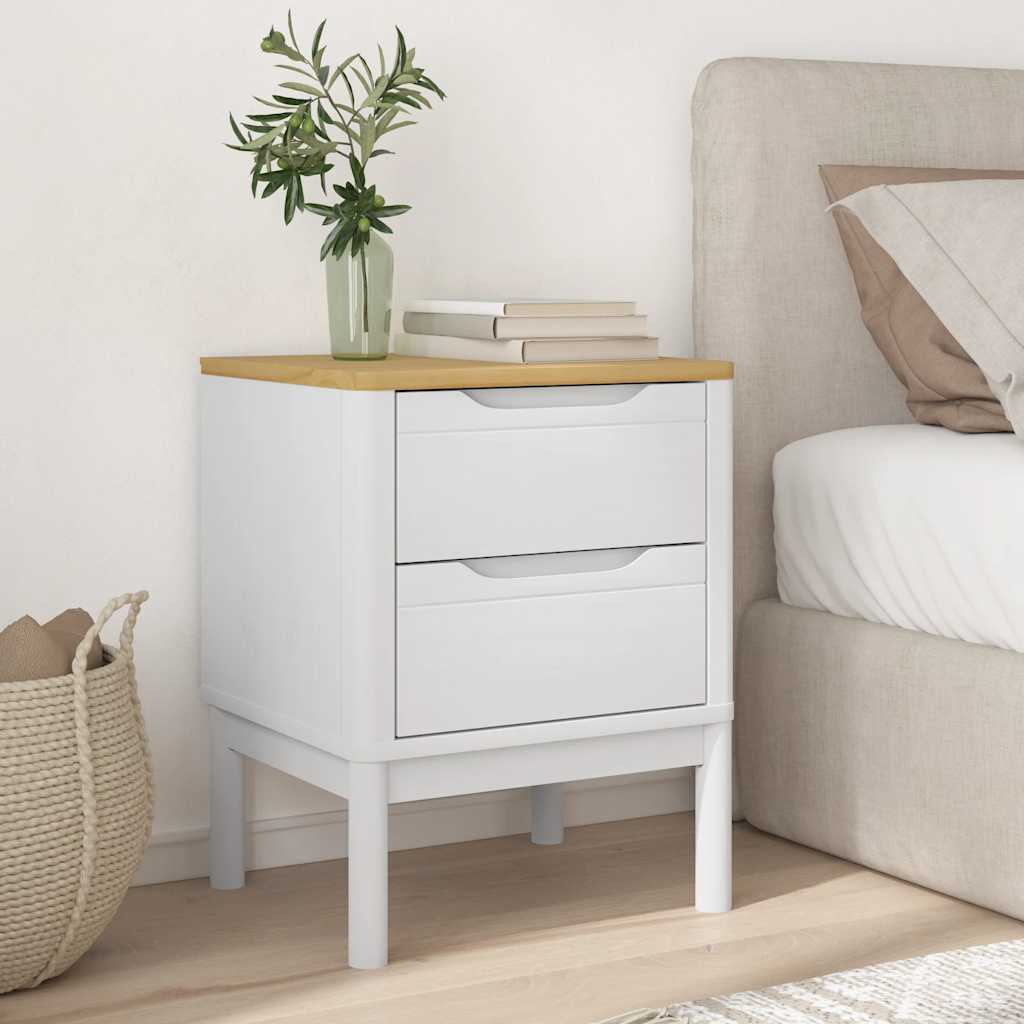 Vidaxl nachtkastje floro 45x39x57 cm massief grenenhout wit