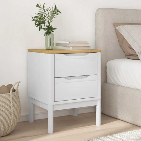Vidaxl nachtkastje floro 45x39x57 cm massief grenenhout wit