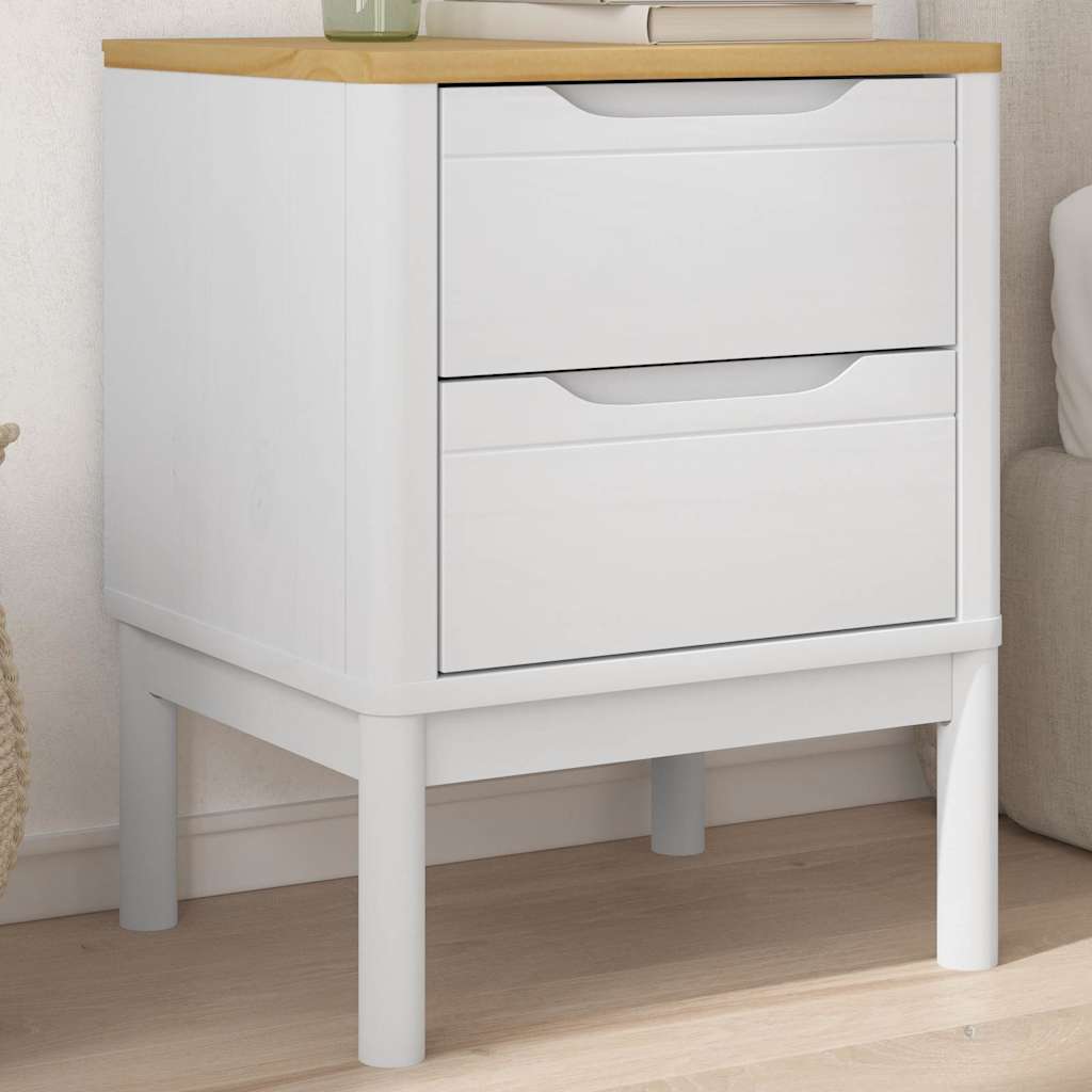 Vidaxl nachtkastje floro 45x39x57 cm massief grenenhout wit
