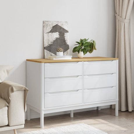 Vidaxl ladekast floro massief grenenhout wit