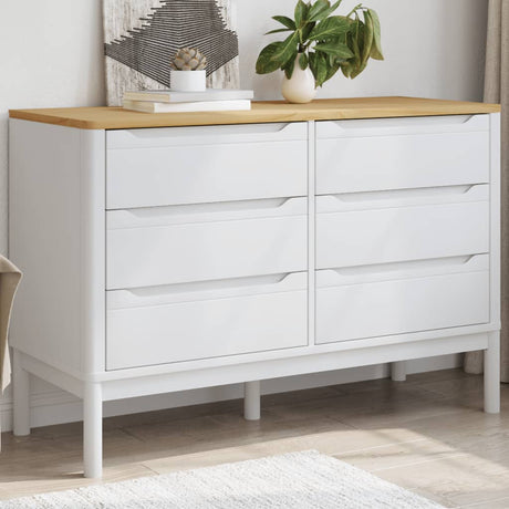 Vidaxl ladekast floro massief grenenhout wit