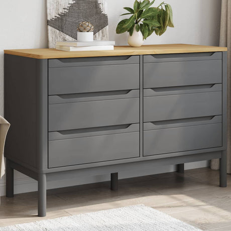 Vidaxl ladekast floro massief grenenhout grijs