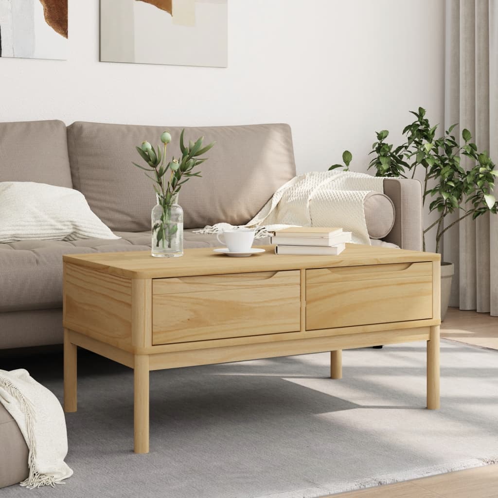 Vidaxl salontafel floro 99x55,5x45 cm massief grenenhout wasbruin