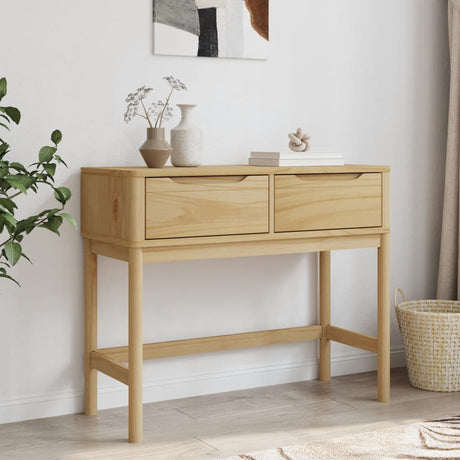 Vidaxl wandtafel floro 89,5x36,5x73 cm massief grenenhout wasbruin