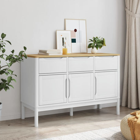 Vidaxl dressoir floro 114x43x74 cm massief grenenhout wit