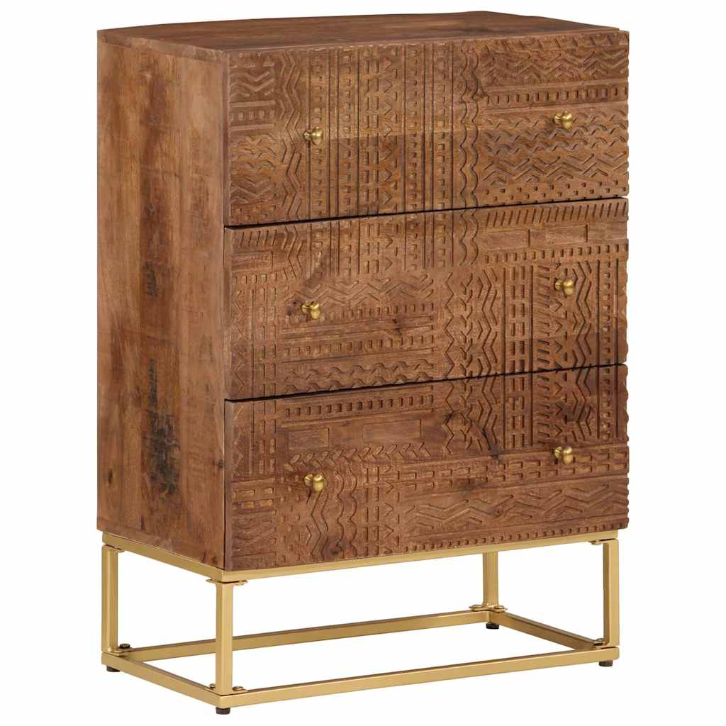 Vidaxl ladekastje 55x30x76 cm massief mangohout en ijzer