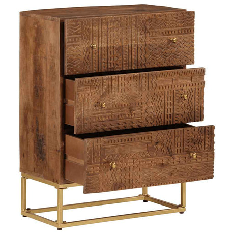 Vidaxl ladekastje 55x30x76 cm massief mangohout en ijzer