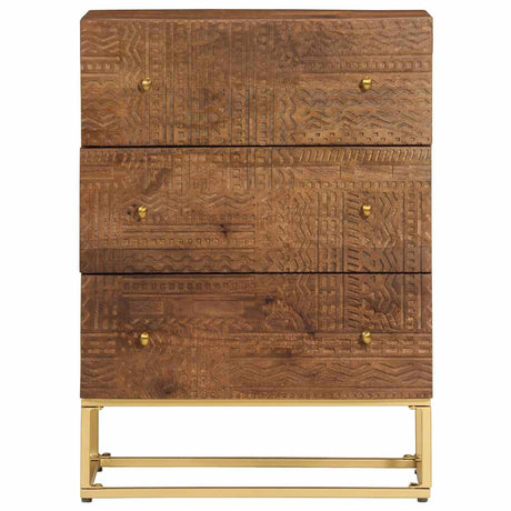 Vidaxl ladekastje 55x30x76 cm massief mangohout en ijzer