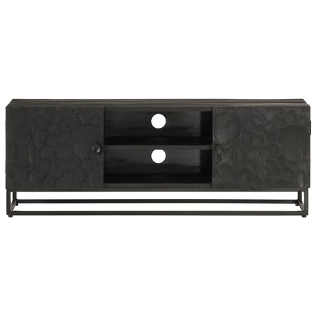 Vidaxl tv-meubel 110x30x40 cm massief mangohout en ijzer zwart