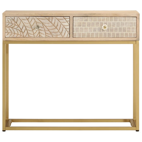 Vidaxl wandtafel 90x30x76 cm massief mangohout en ijzer