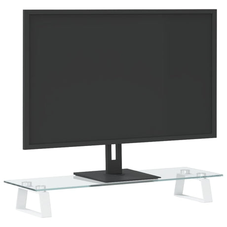 VidaXL Monitorständer 60x20x8 cm gehärtetes Glas und Metall weiß