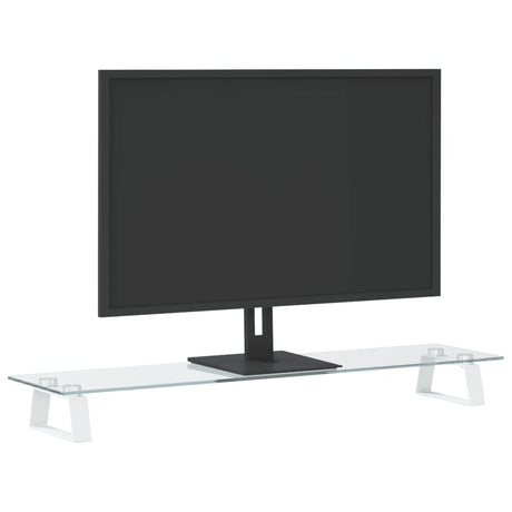 Vidaxxl Monitorständer 80x20x8 cm aus gehärtetem Glas und Metall weiß