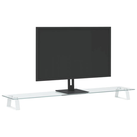 Vidaxx Monitorständer 100x20x8 cm aus gehärtetem Glas und Metall weiß
