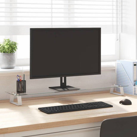 Vidaxx Monitorständer 100x20x8 cm aus gehärtetem Glas und Metall weiß