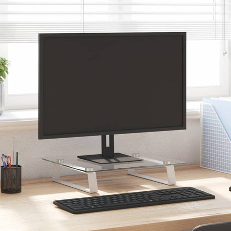 Vidaxxl Monitorständer 40x35x8 cm aus gehärtetem Glas und Metall weiß