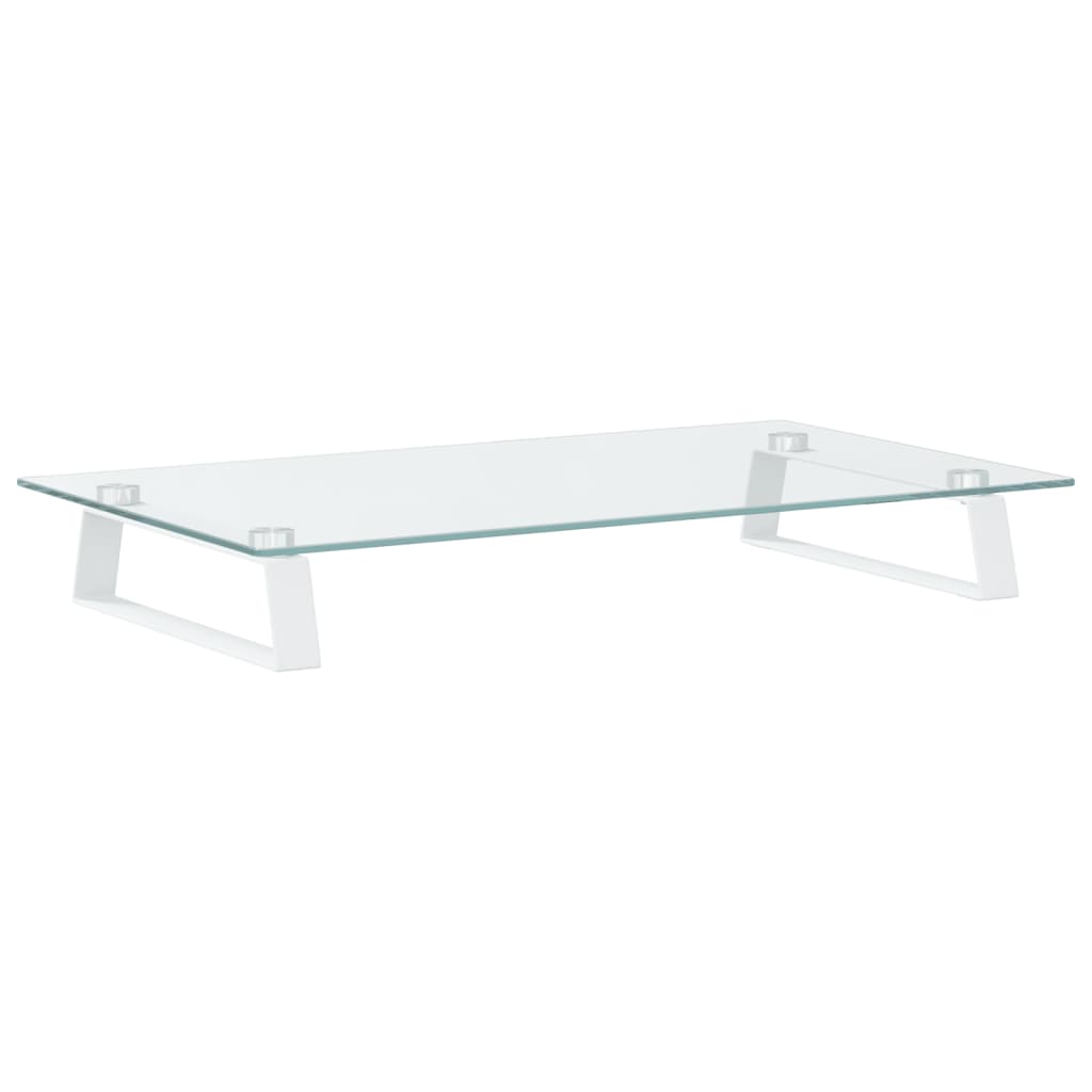 VidaXL Monitorständer 60x35x8 cm gehärtetes Glas und Metall weiß